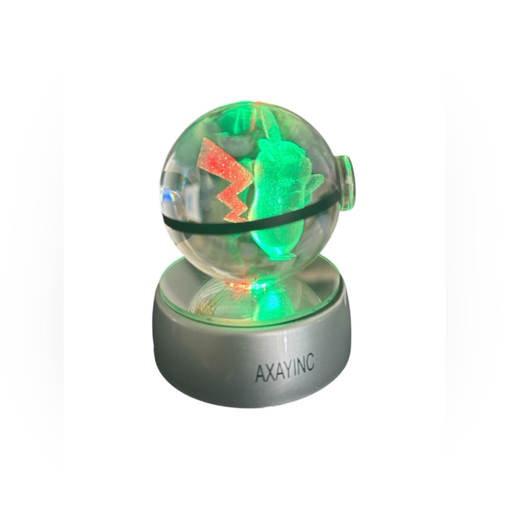3D Picachu Crystal Ball Night Light With LED Colorful Light Gladd Ball Lamp